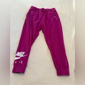 Nike Air Youth Large Joggers Pink Magenta Sweatpants Kids L Zipper Pocket